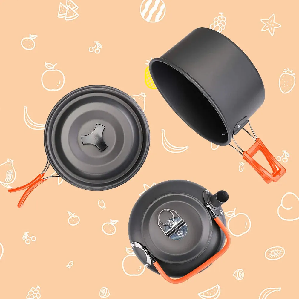 Kettle Pot Pan Cookset Nonstick Lightweight Cookware Kit Portable Ultralight Picnic Tableware Camping Hiking Supplies