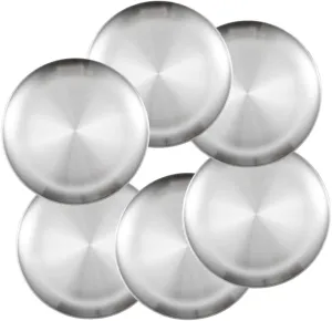 KICHOUSE Reusable Stainless Steel Plates 6-piece Round Dinnerware Versatile for Camping Bbq Snack Dinner Dishwasher Safe