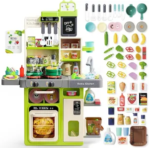Kids Kitchen Playset, Kitchen Toys for Toddlers with 63 Pcs Toy Kitchen Accessories, Lights & Sounds, Cooking Stove Steam, Play Sink, Play Food - Pretend Kitchen Set for Girls Boys Aged 2 3 4 5