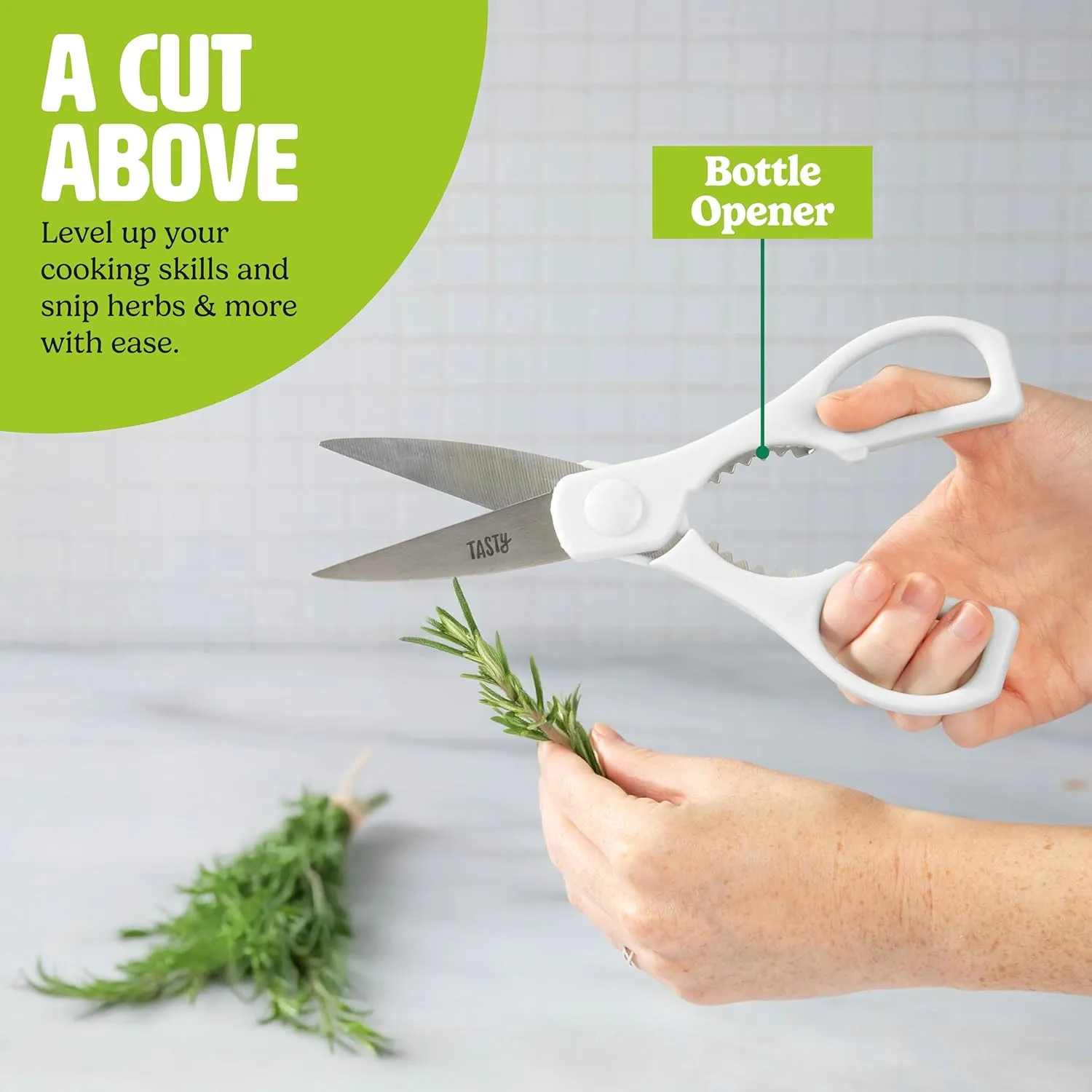 Kitchen Knife Set with Block, Cutlery Set includes Chef, Bread, Utility, Paring, Steak Knives & Shears, 10-Piece, White