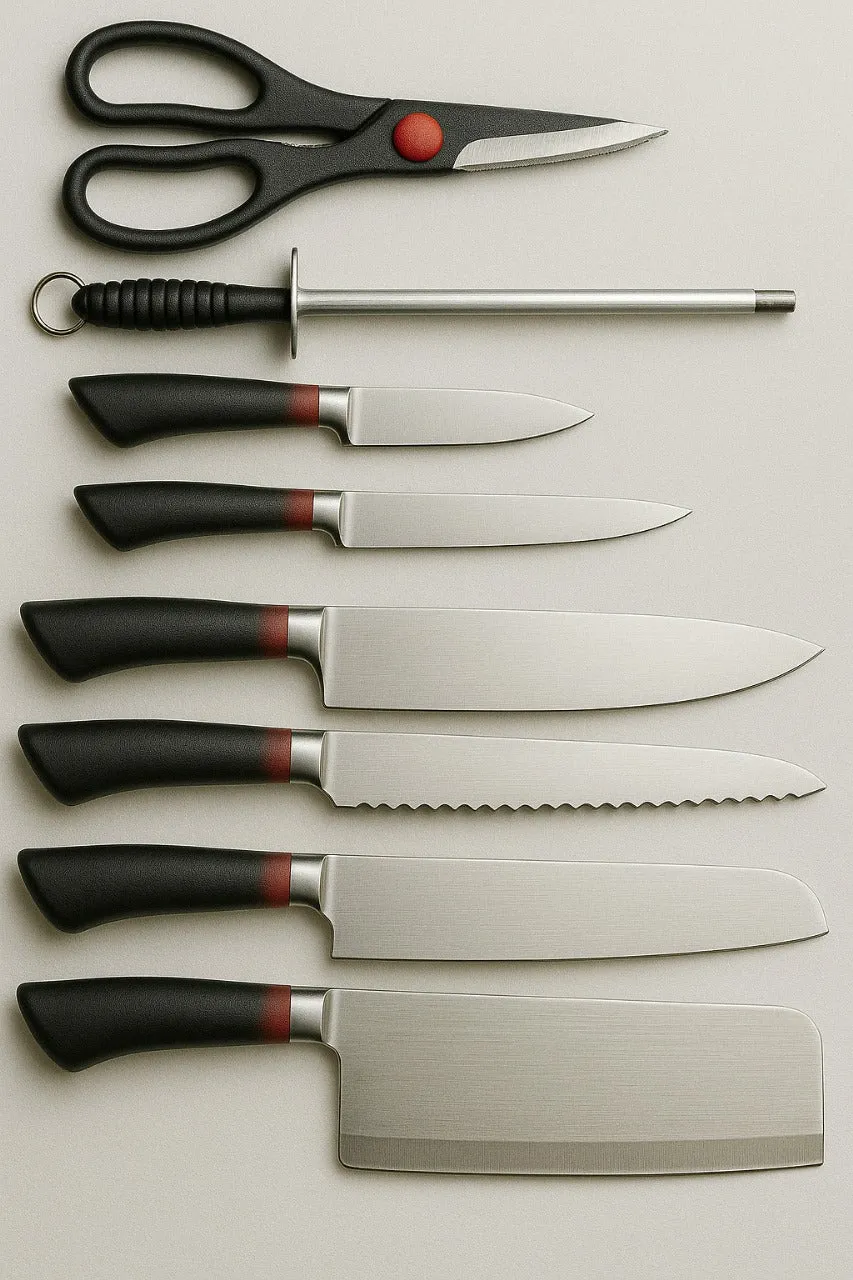 Kitchen Knife Set with Shears and Sharpener