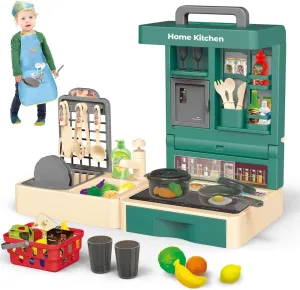 Kitchen Play Set for Kids - 49PCS Pretend Cooking Playset Accessories with Pot and Pan,Dish Rack,Play Sink,Pretend Play Food Toys with Baby&Toddler-Educational Gift for 3 4 5 6 Ages Girls&Boys
