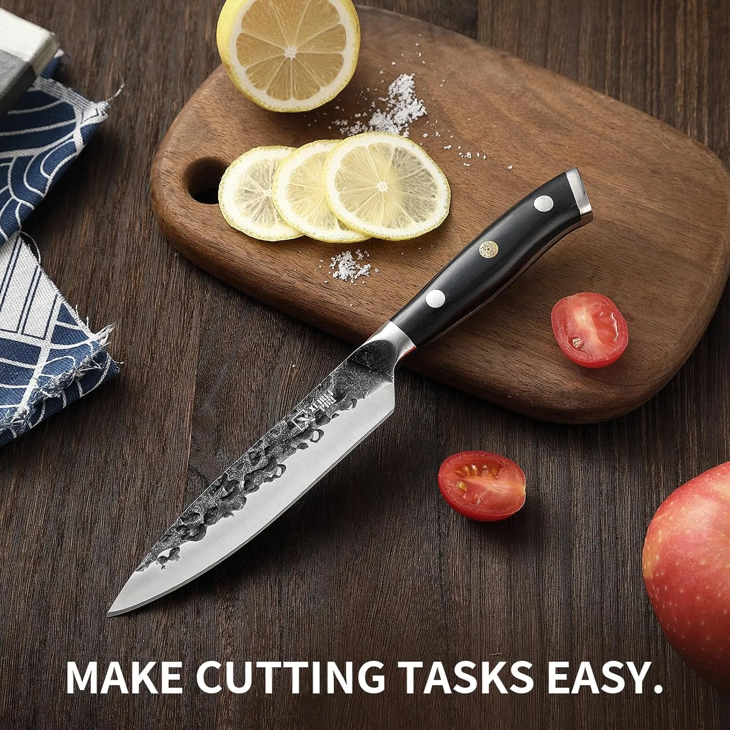 Kitchen Utility Knife- 5" Paring Kitchen Knife – Razor Sharp Blade, High Carbon Japan Steel, Full Tang Ergonomic Handle Design – Great Ideal For Gift