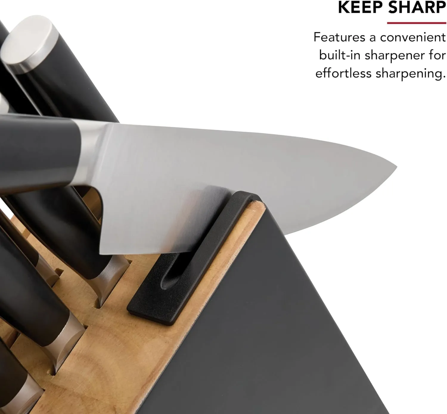 KitchenAid Gourmet 14-Piece Forged Stainless Steel Knife Block Set with Built-In Sharpener, High-Carbon Japanese Steel Knives, Two-Tone Black Finish