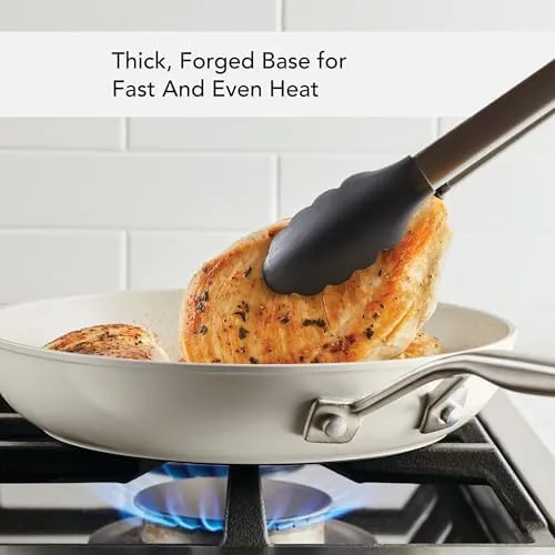 KitchenAid Hard Anodized Ceramic Nonstick Cookware Frying/Skillet Pan, 12.25 Inch Non Stick Fry Pan with Stainless Steel Handle - Porcelain White