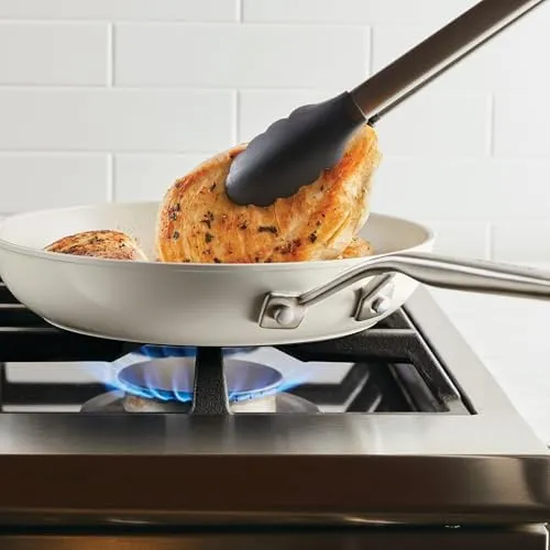KitchenAid Hard Anodized Ceramic Nonstick Cookware Frying/Skillet Pan, 12.25 Inch Non Stick Fry Pan with Stainless Steel Handle - Porcelain White
