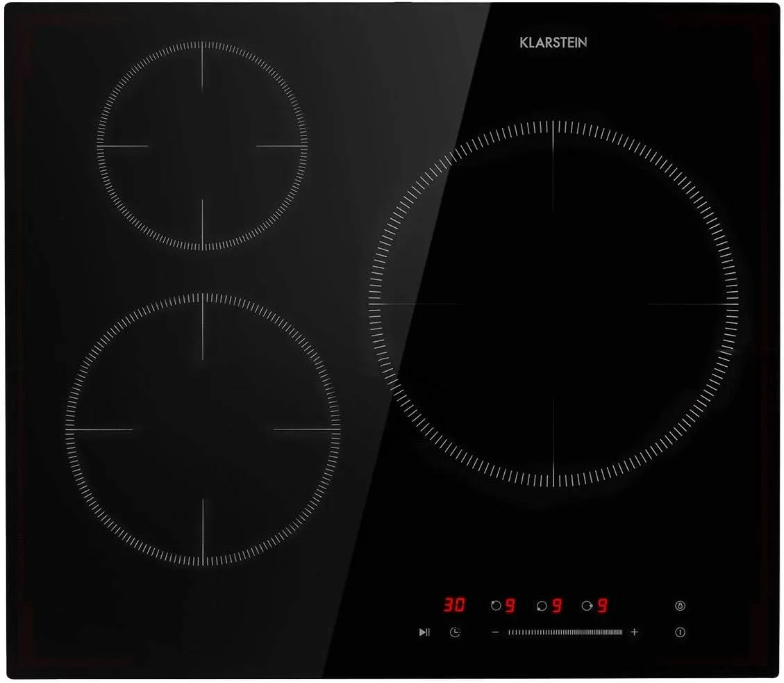 Klarstein Delicatessa 3 Induction hob - Built-in Hob, Self-Sufficient, 60 cm, 3 Zone, 9 Power Levels, Paellazon, Pot Detection, Timer, Touch Control, Glass Ceramic, 5800 W, Black