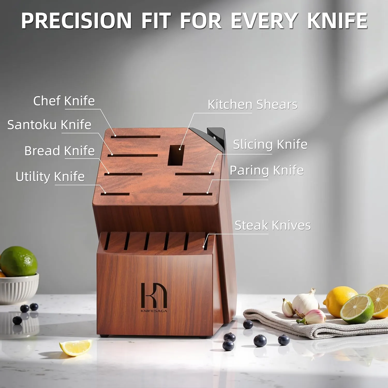 Knife Set Premium, Japanese High Carbon Stainless Steel 14 Pcs Kitchen Knives Block Set with Built-in Sharpener and Wood Block, Razor Sharp Knife Sets for Kitchen with Ergonomic Handle