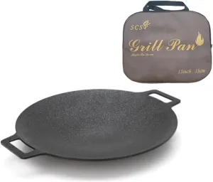 Korean BBQ Grill Non-stick Grill Circular size 13 inches[Bag included] Made In Korea/Natural Material 6 Layer Coating/Can be used for both home and outdoor stoves.