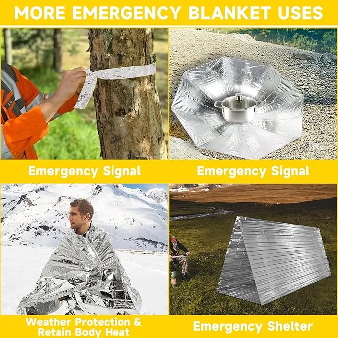 Kovshuiwe Emergency Mylar Thermal Blankets,4/10/30-Pack Space Blanket Survival kit Camping Blanket,Thermal Blankets Survival,Emergency Blankets Perfect for Outdoors,Hiking,Survival,Bug Out Bag