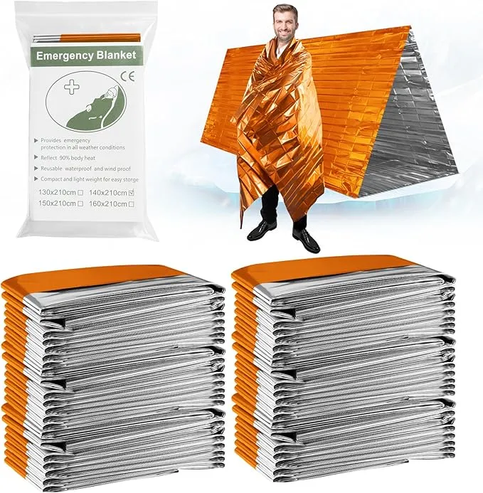 Kovshuiwe Emergency Mylar Thermal Blankets,4/10/30-Pack Space Blanket Survival kit Camping Blanket,Thermal Blankets Survival,Emergency Blankets Perfect for Outdoors,Hiking,Survival,Bug Out Bag