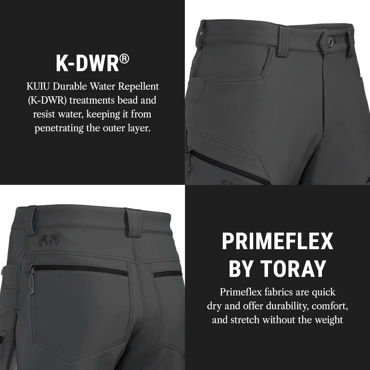 KUIU Guide Pro Pant - Wind-Resistant, Articulated Fit, Durable Soft-Shell for Cold Weather Mountain Hunting