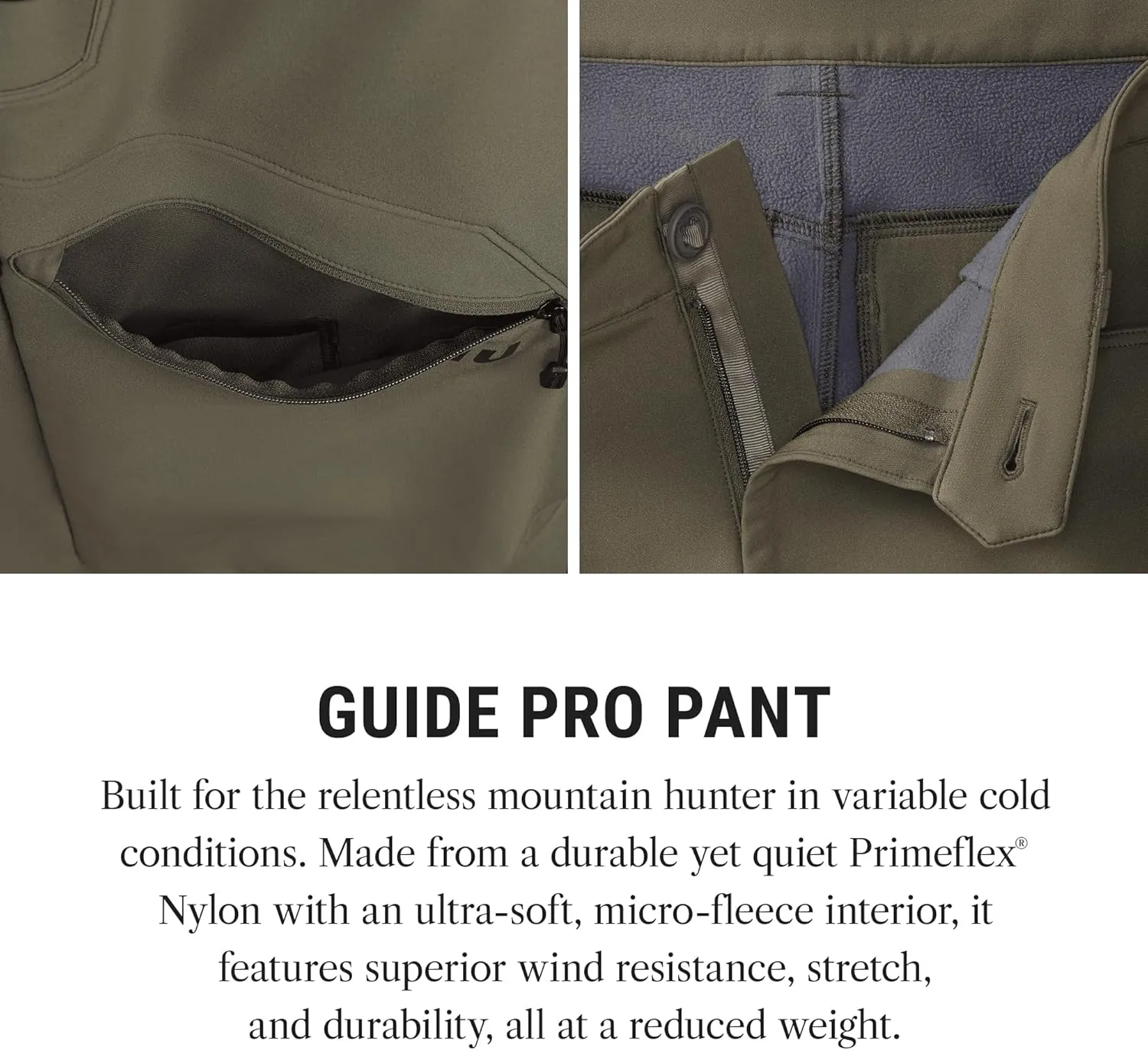 KUIU Guide Pro Pant - Wind-Resistant, Articulated Fit, Durable Soft-Shell for Cold Weather Mountain Hunting