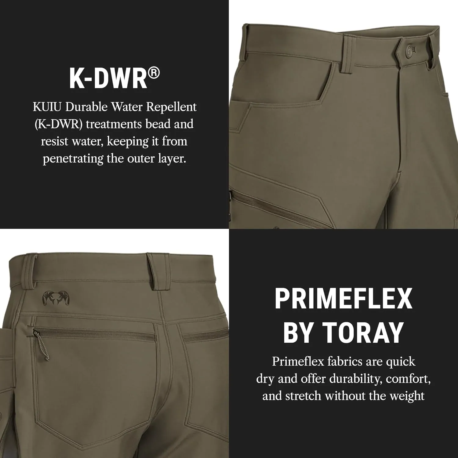 KUIU Guide Pro Pant - Wind-Resistant, Articulated Fit, Durable Soft-Shell for Cold Weather Mountain Hunting