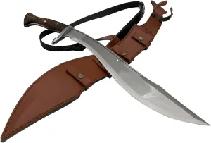 Kukri Knife - 18-Inch Heavy Duty Fixed Blade Knife, Hand Forged Survival Machete Kukri with Carbon Steel Blades & Rosewood Handle - Handcrafted in Nepal - Plus Leather Sheath with Belt Loop