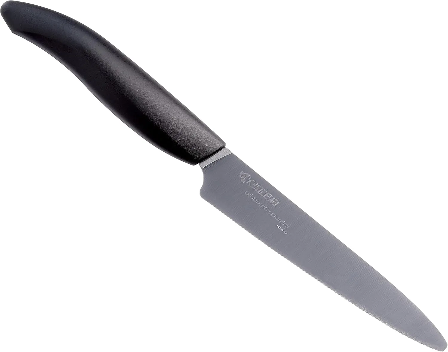 Kyocera Advanced Ceramic Revolution Series 5-inch Micro Serrated Tomato, Utility Knife, Black Blade