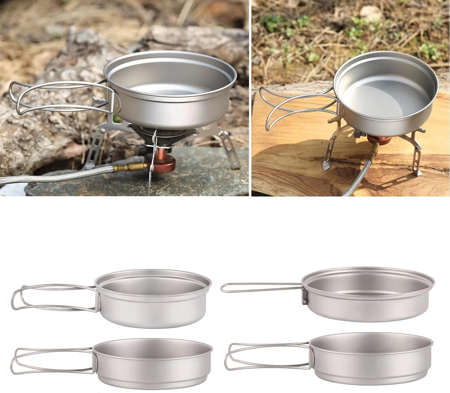 Large Capacity Backpacking Cookware Folding Handle Dinner Plate For Camping Picnics Outdoor Meals