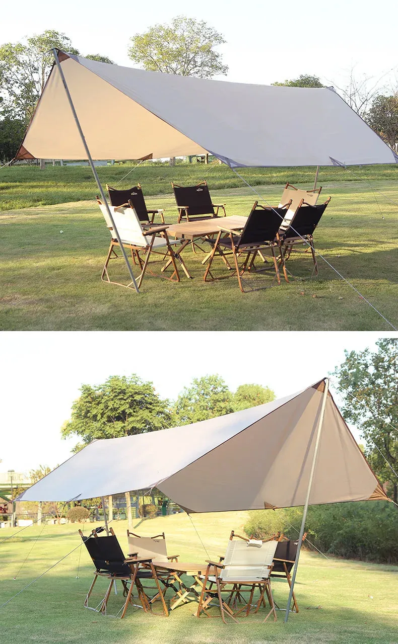 Large Hexagon Camping Canvas Tarp Tent for Beach and Picnic Sun Shade