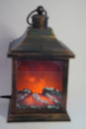 LED Fireplace Lantern – Golden Finish