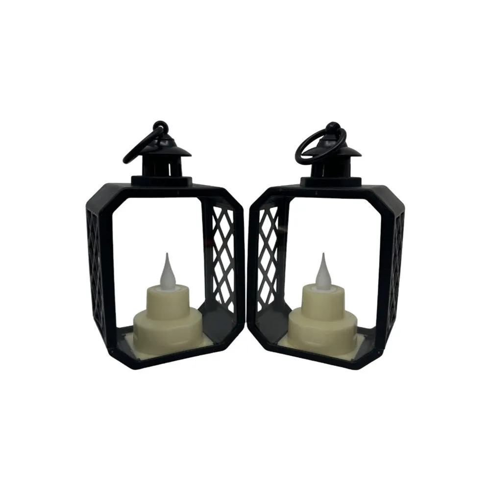 LED Lantern with Cross Grids - 17cm