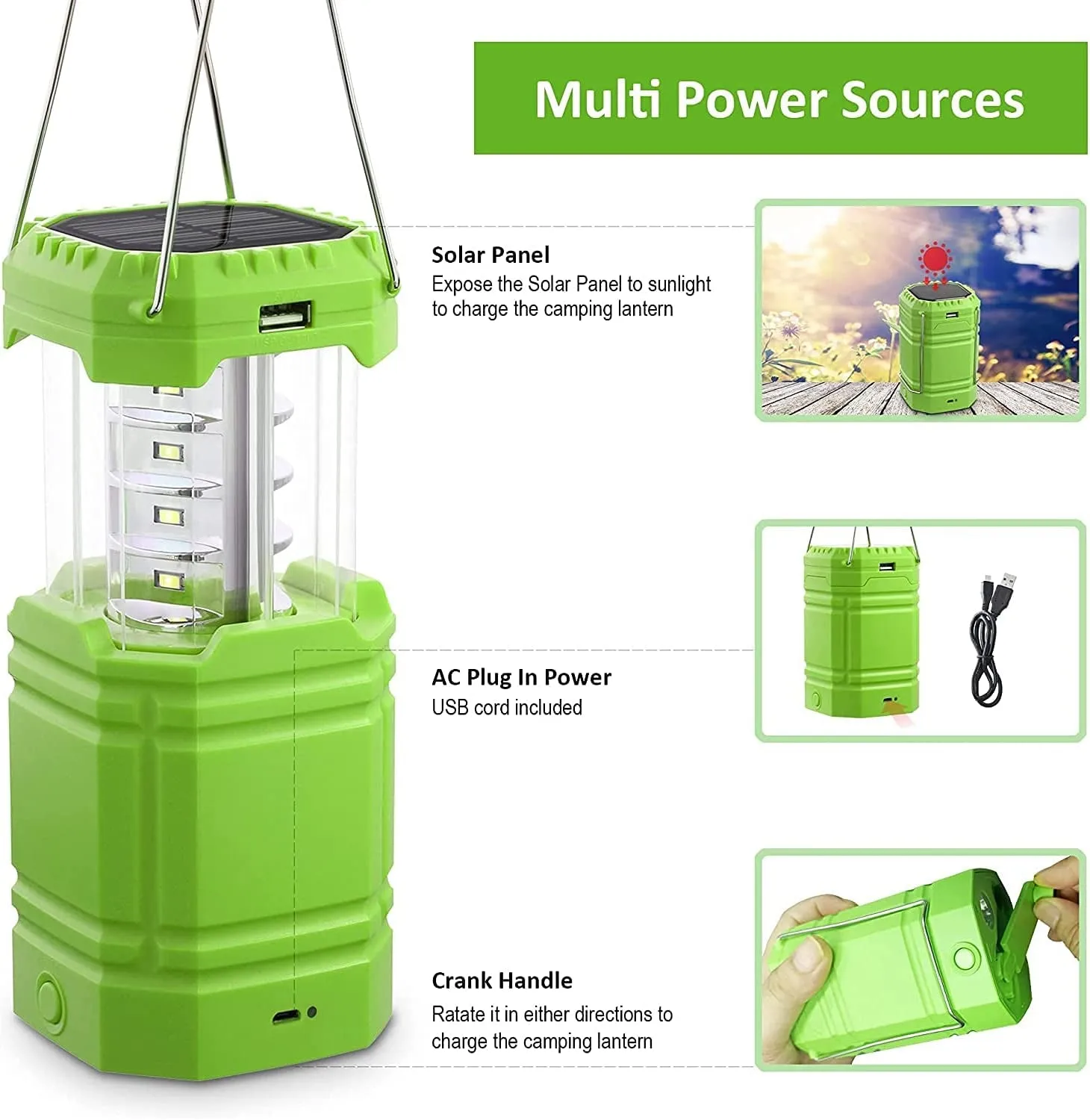 LED Lanterns Hand Crank & Solar Powered