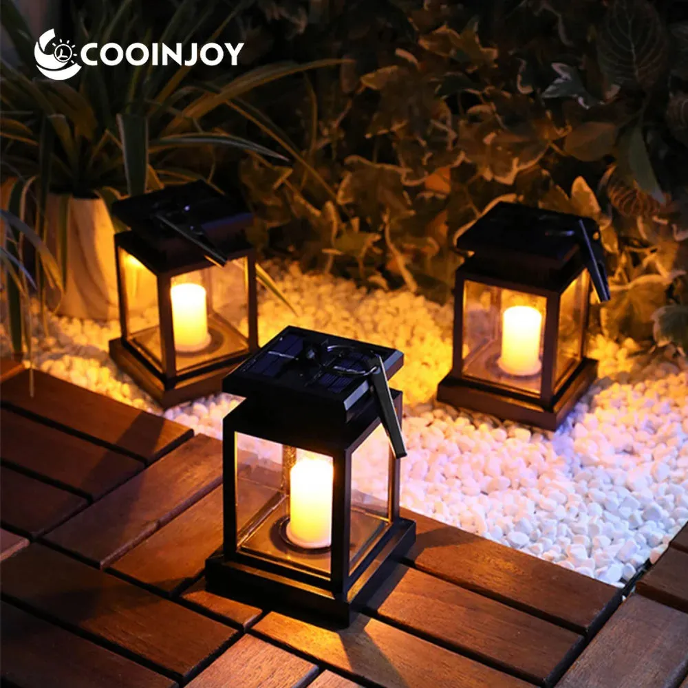 LED Retro Flickering Hanging Lantern: Bright Pathway Decoration Solar Lamp for Outdoor Palace Lighting