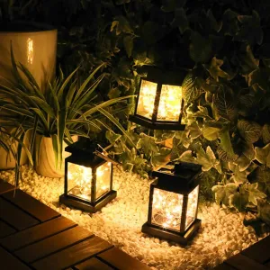 LED Retro Flickering Hanging Lantern: Bright Pathway Decoration Solar Lamp for Outdoor Palace Lighting
