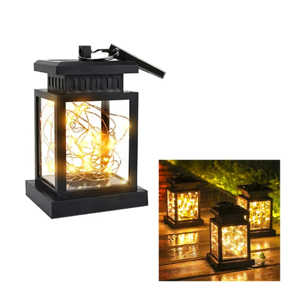 LED Retro Flickering Hanging Lantern: Bright Pathway Decoration Solar Lamp for Outdoor Palace Lighting