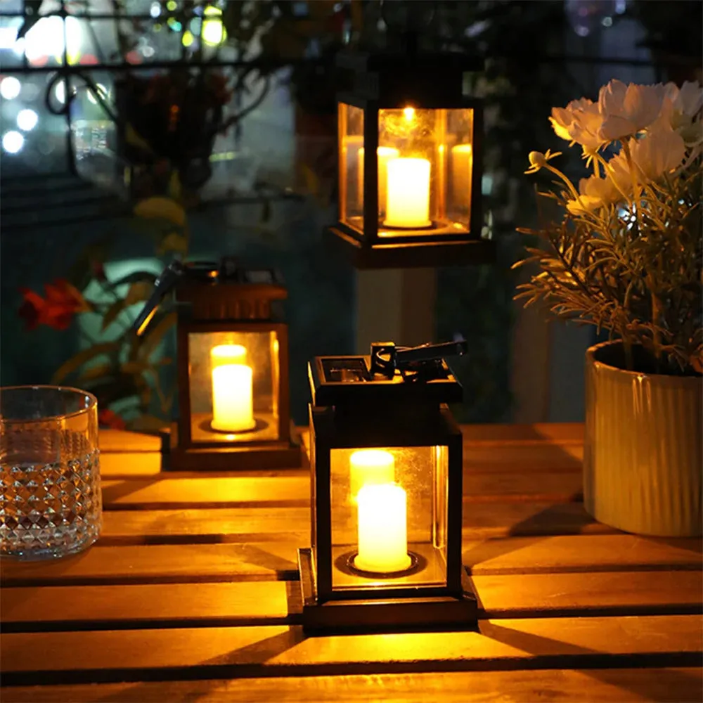 LED Retro Flickering Hanging Lantern: Bright Pathway Decoration Solar Lamp for Outdoor Palace Lighting