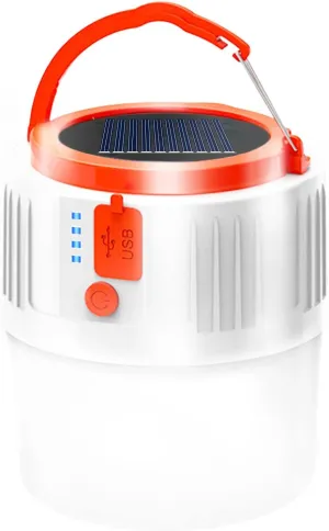 LETOUR Solar Light Bulb 4800 Lumen LED Emergency Portable Light IP45 Rainproof Battery Solar Powered Flashlight for Tent Hanging Fishing Hiking Survival kit for Outdoor Outage (Orange)