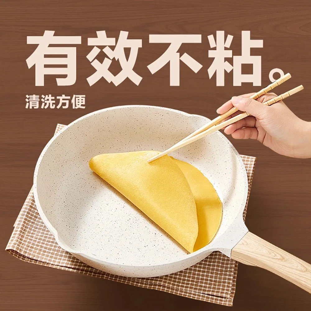 Lifease White Series Cast Maifan Stone Deep Frying Pan with Lid - 24cm