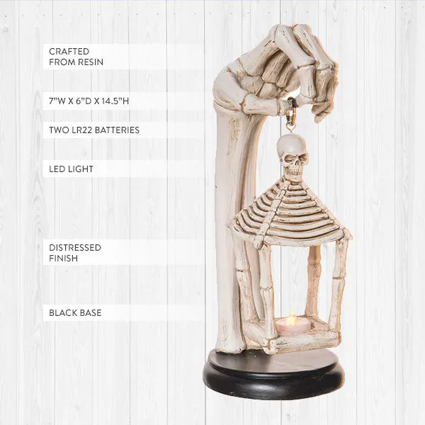 Light Up Skeleton Lantern Decor