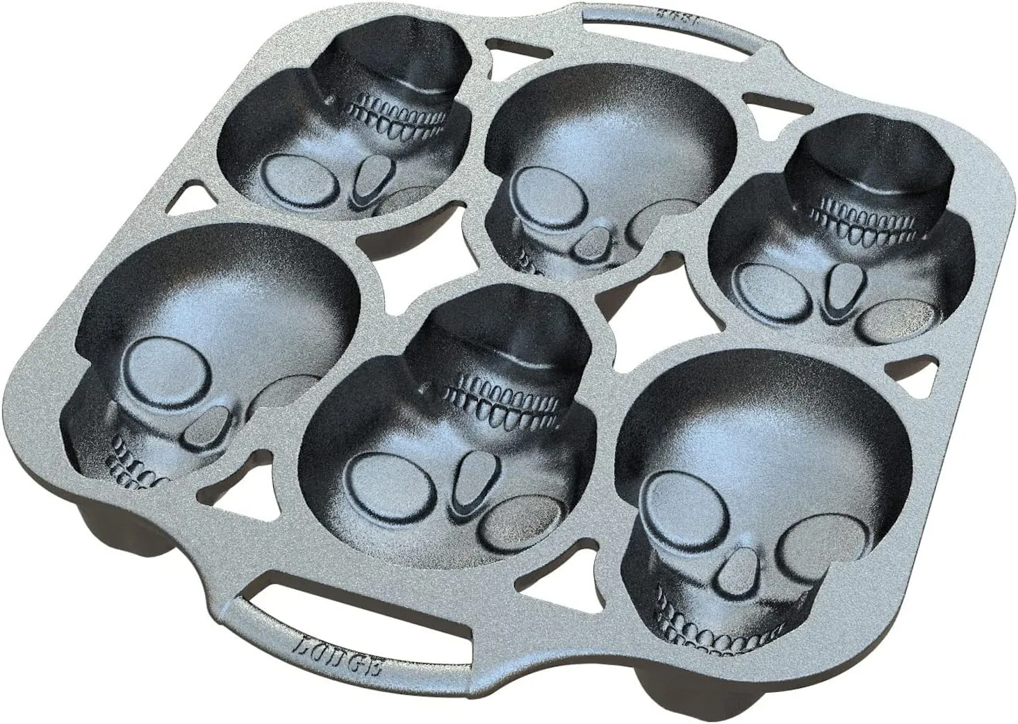Lodge Seasoned Cast Iron Skull Mini Cake Pan