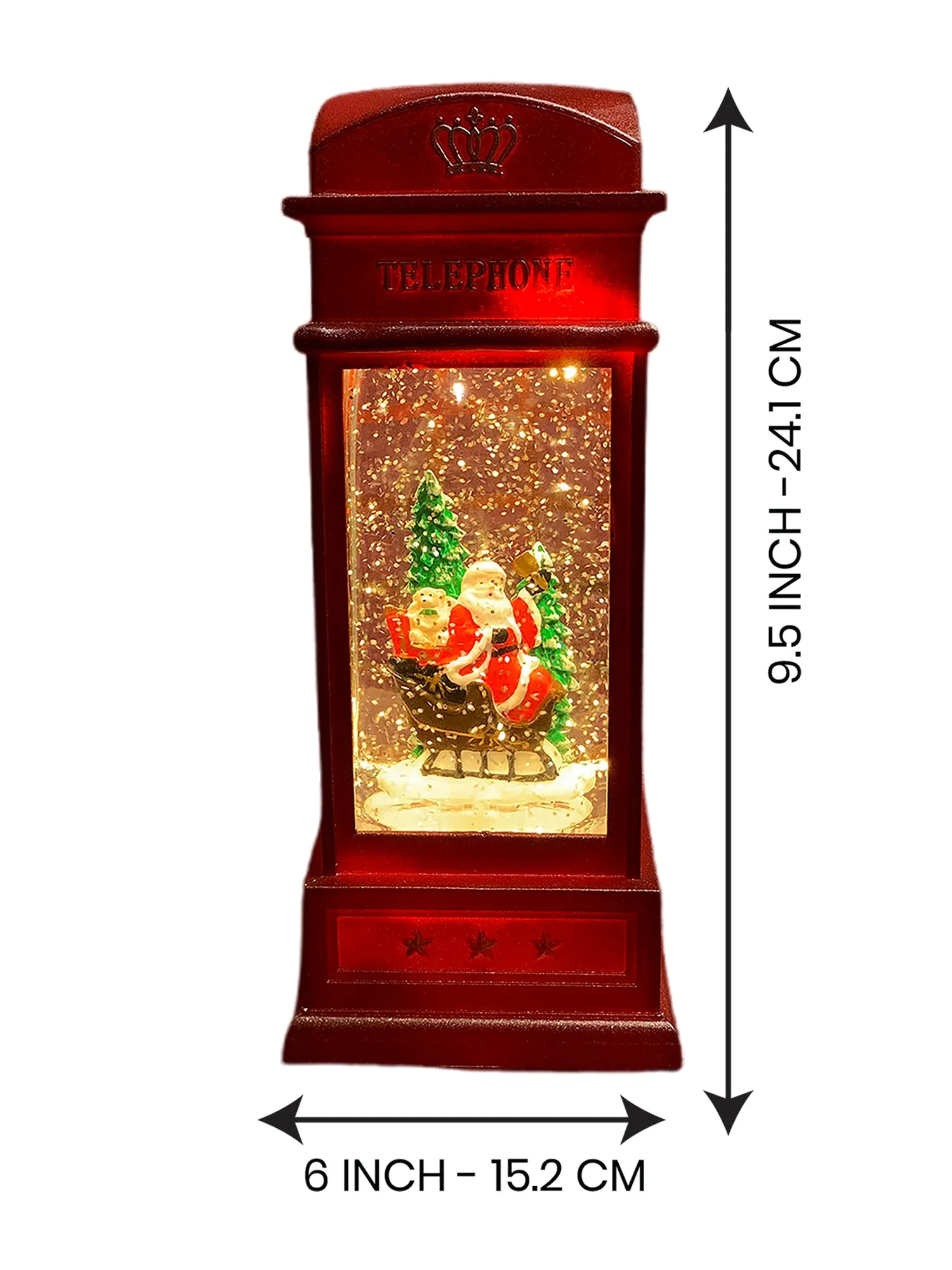 London booth Santa Sledge Musical Glitter Light Water Magical Christmas Snow Globe