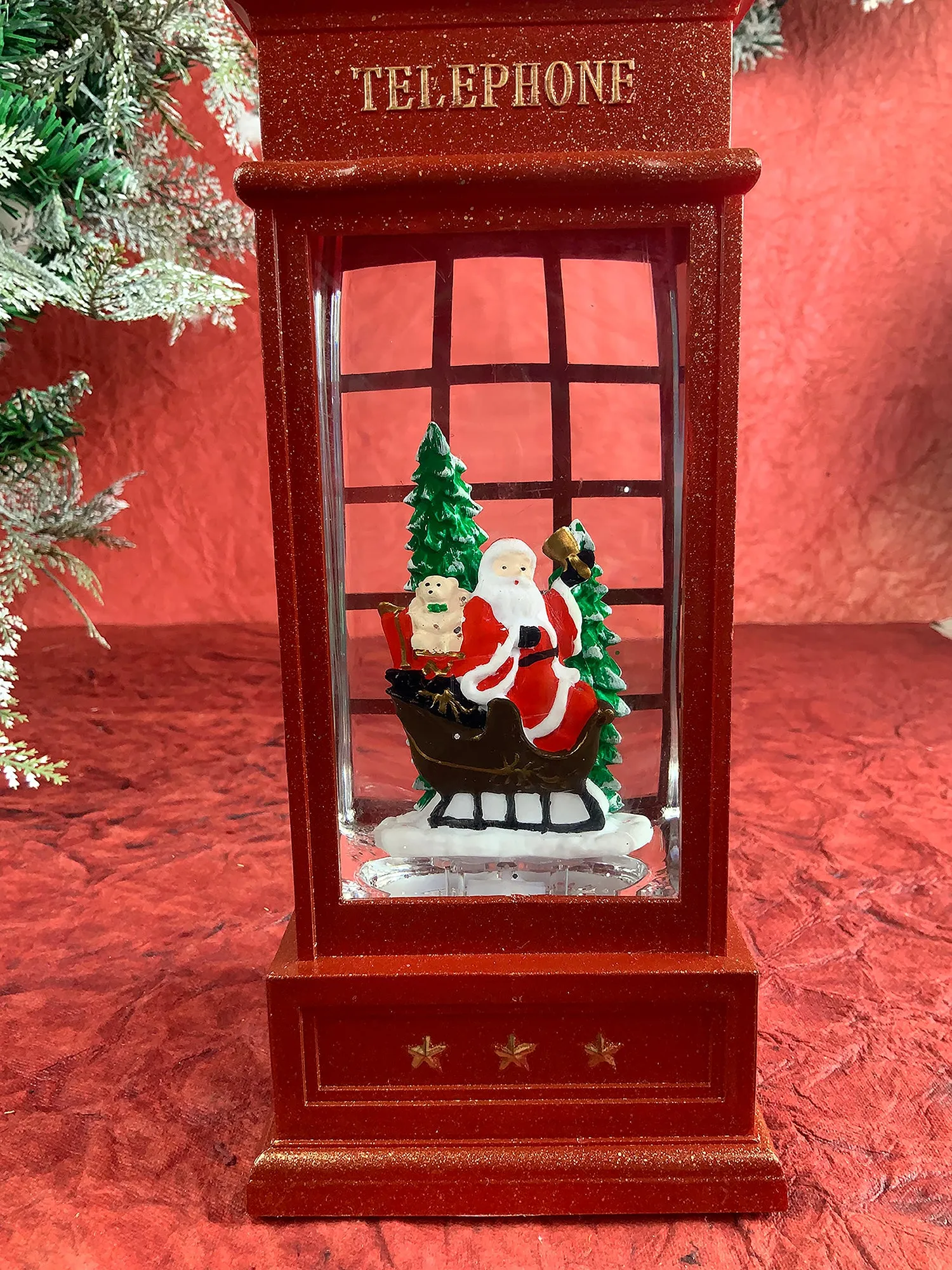 London booth Santa Sledge Musical Glitter Light Water Magical Christmas Snow Globe