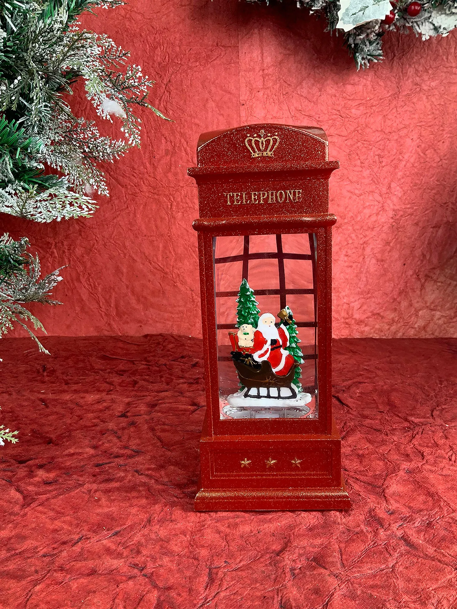 London booth Santa Sledge Musical Glitter Light Water Magical Christmas Snow Globe