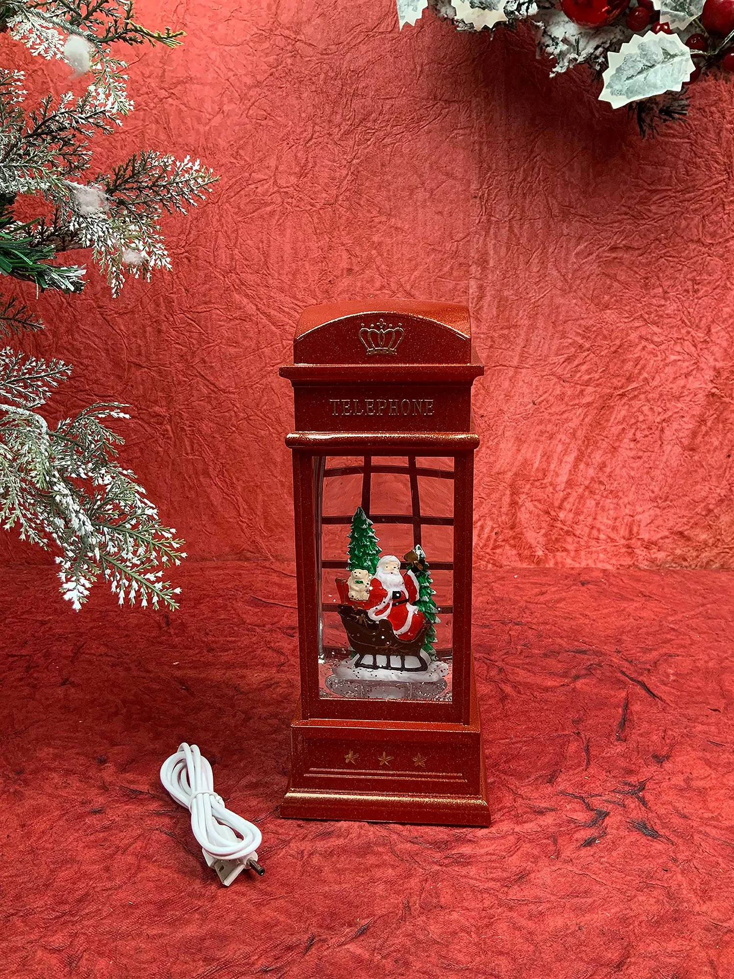 London booth Santa Sledge Musical Glitter Light Water Magical Christmas Snow Globe