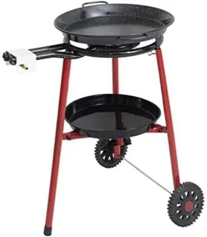 Mabel Home Paella Pan   Paella Burner and Stand Set on Wheels   Complete Paella Kit for up to 14 Servings - 15.75 inch Gas Burner   18 inch Enamaled Steel Paella Pan