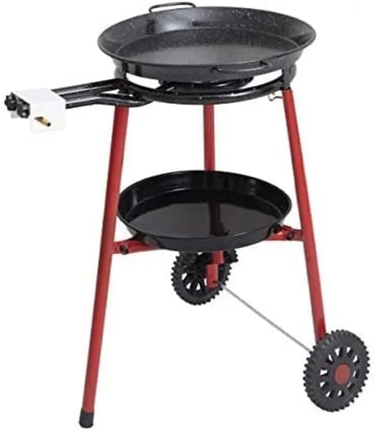 Mabel Home Paella Pan   Paella Burner and Stand Set on Wheels   Complete Paella Kit for up to 14 Servings - 15.75 inch Gas Burner   18 inch Enamaled Steel Paella Pan