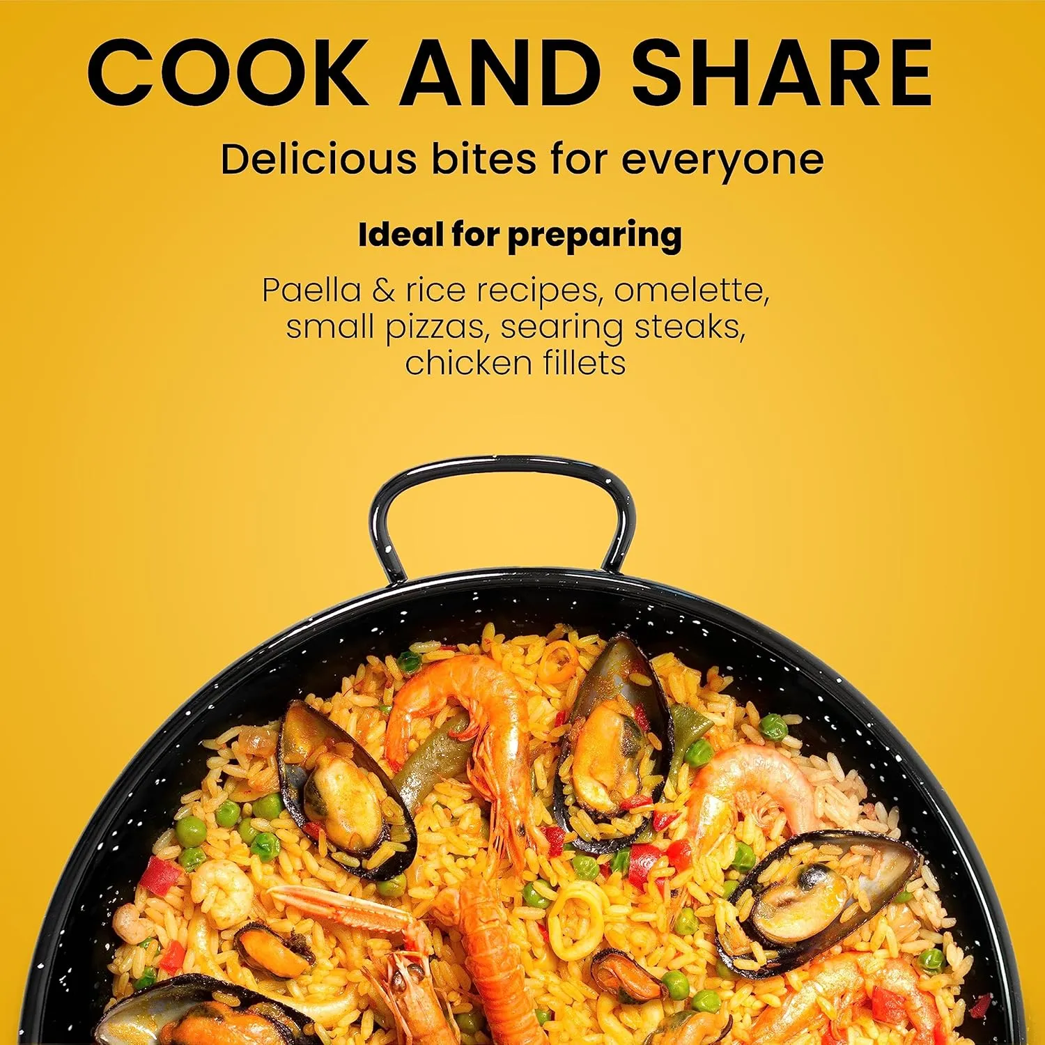 Machika Enameled Steel Paella Pan 15 inch (38 cm) (8 in - 20 cm - 6 Pack)