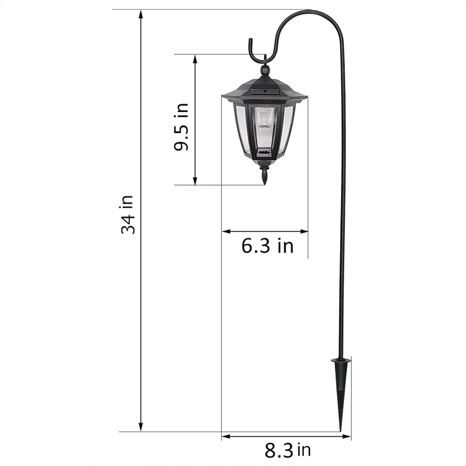 MAGGIFT 34 Inch Hanging Solar Lights, Decorative Garden Lanterns with 2 Shepherd Hooks, Solar Powered Coach Lights, Warm White LED Outdoor Lighting for Landscape, Yard, Pathway and Patio, 2 Pack