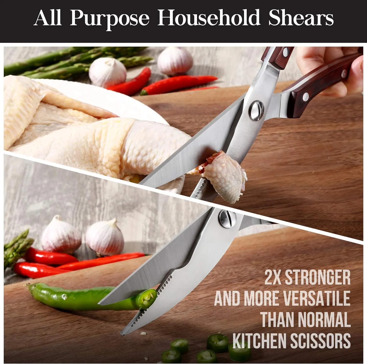 Master Maison 15-Piece Kitchen Knife Set with Block - Knife Set - Stainless Steel Knives with Sharpener and 6 Steak Knives (Walnut)