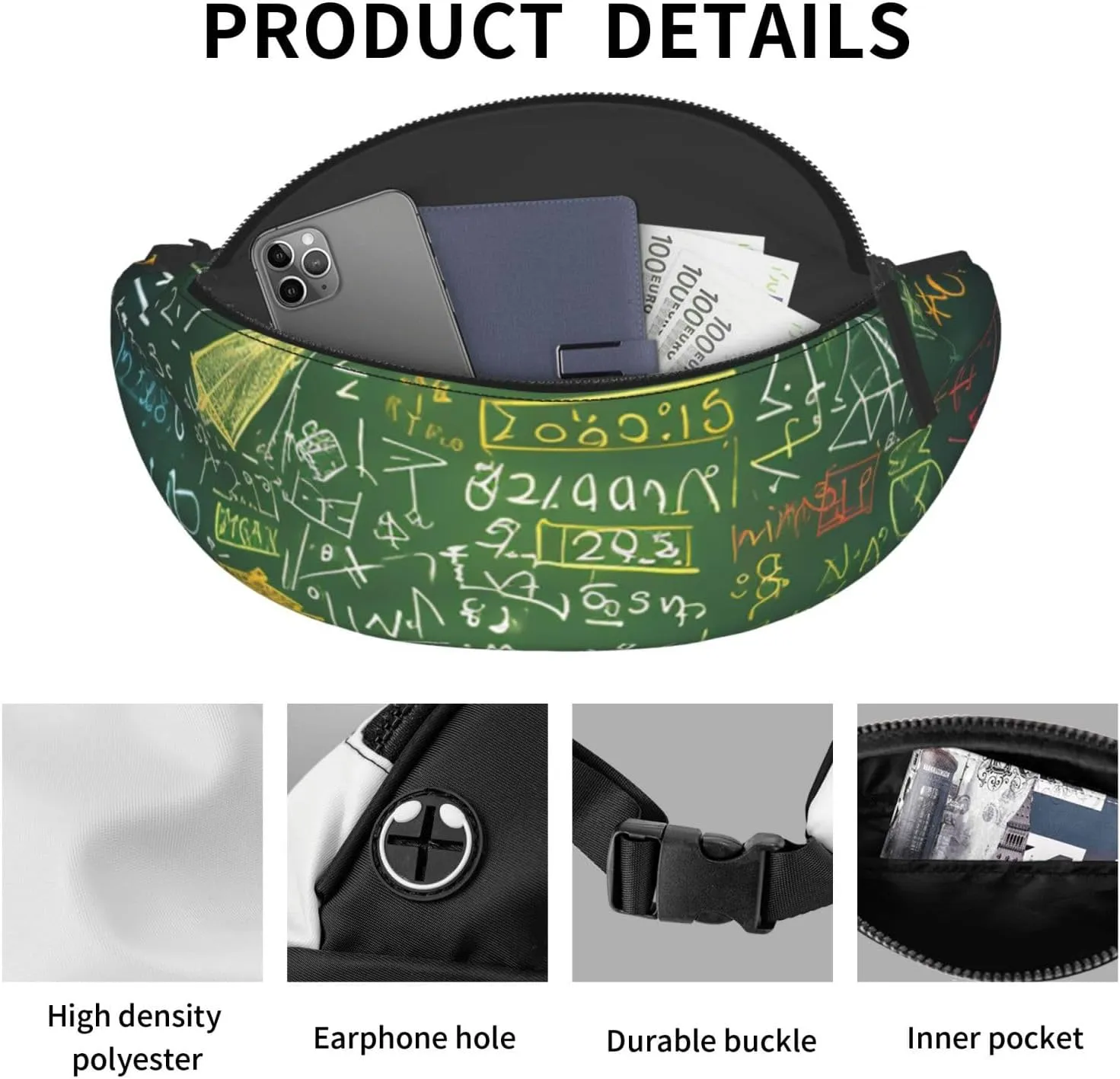 Math question Fanny Pack for Man Women Waist Bag Adjustable Belt Casual Chest Bag Bum Bags for Travel Sports Running Hiking Waist Packs