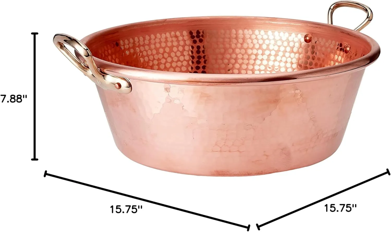 Mauviel M'Passion 1.2 mm Hammered Copper Jam Pan With Brass Handles, 14.4-qt, Made In France