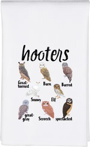 MBMSO Hooters Owl Towel Owl Gifts for Bird Lovers Hooters Print Kitchen Towel Bird Washcloths Ornithologist Gift Hand Towels (Hooters Owl TW)