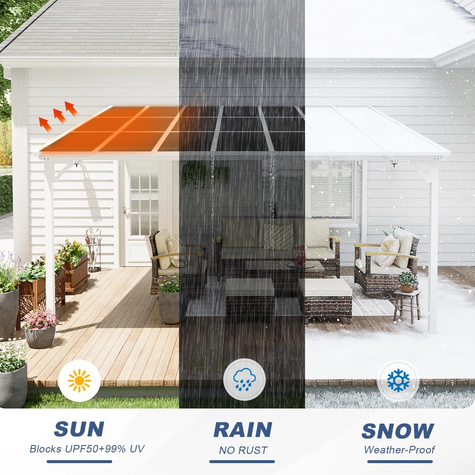 MEISSALIVVE 12' x 14' Gazebo, Wall Mounted Gazebo, Lean to Metal Awnings Gazebos, Gazebo Pergola with Sloped Roof, Outdoor Patio Gazebo Awning for Backyard, Deck, White