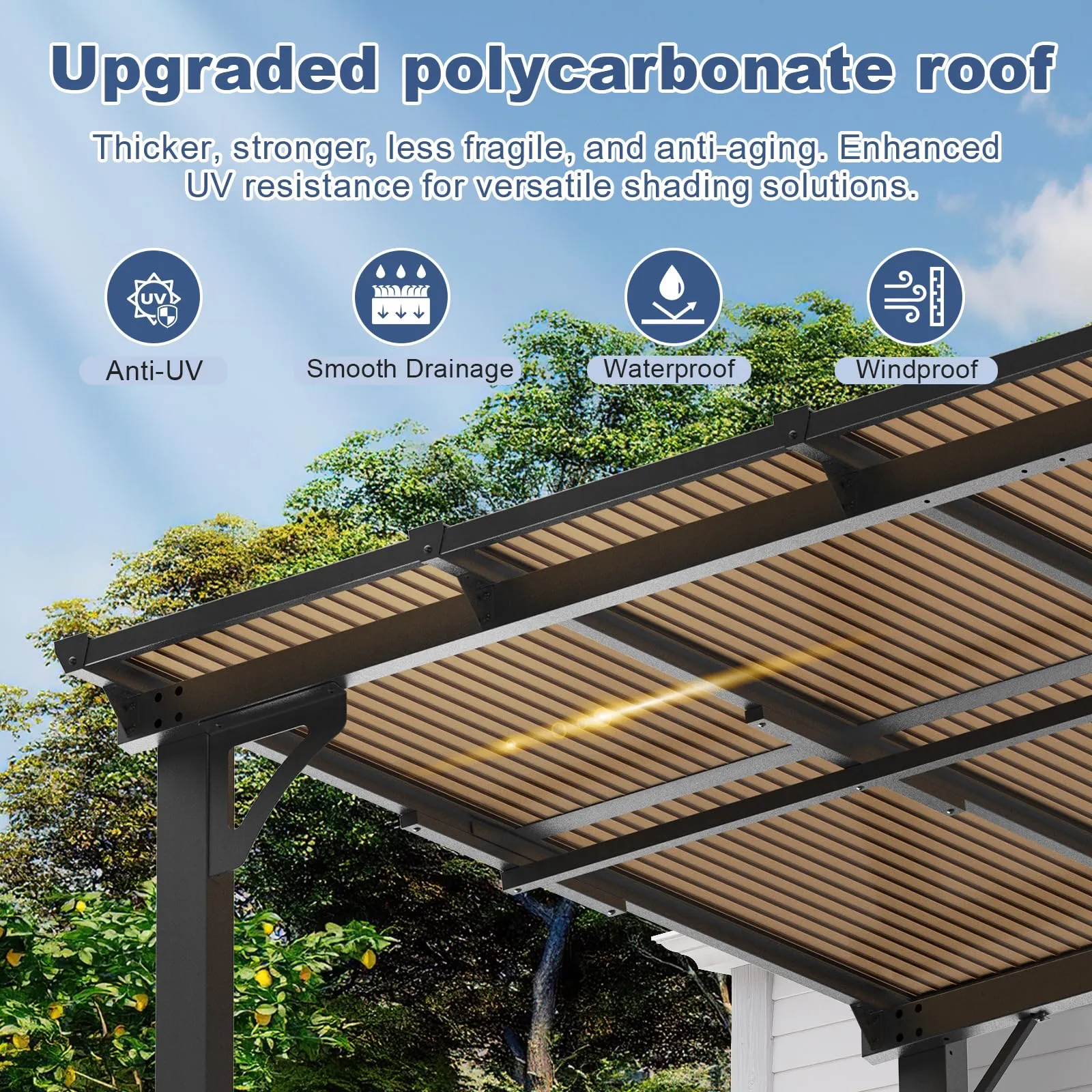 MEISSALIVVE 8' x 8' Gazebo, Wall Mounted Gazebo, Lean to Metal Awnings Gazebos, Gazebo Pergola with Sloped Roof, Outdoor Patio Gazebo Awning for Backyard, Deck, Black