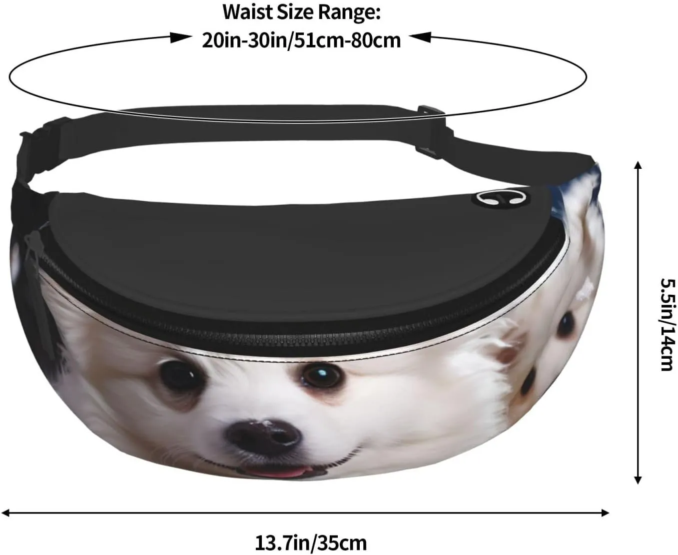 Merry Christmas White Snow Dog Fanny Pack for Man Women Waist Bag Adjustable Belt Casual Chest Bag Bum Bags for Travel Sports Running Hiking Waist Packs