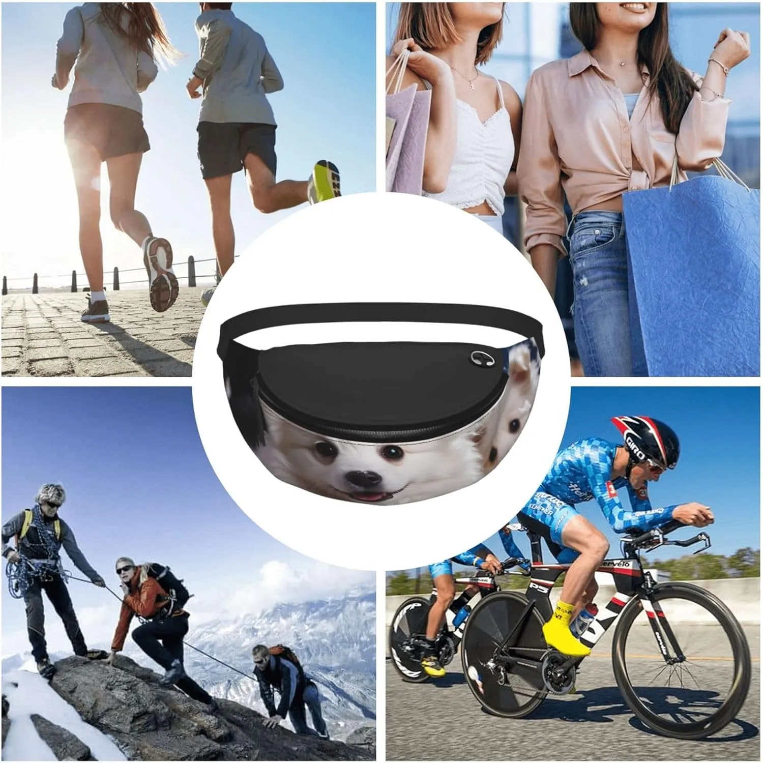 Merry Christmas White Snow Dog Fanny Pack for Man Women Waist Bag Adjustable Belt Casual Chest Bag Bum Bags for Travel Sports Running Hiking Waist Packs