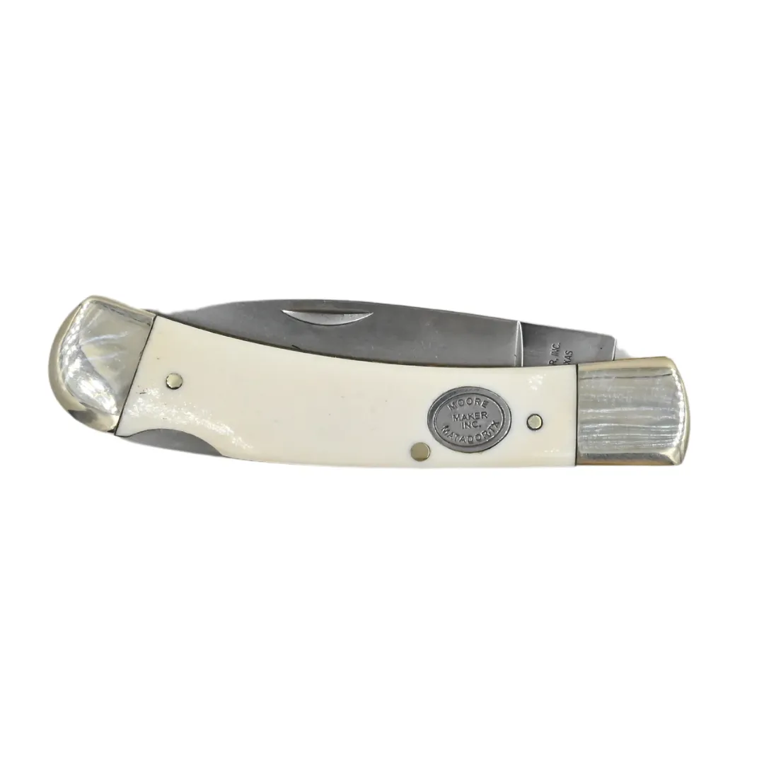 Moore Maker Single Blade Lock Trapper Knife with Bone Handle
